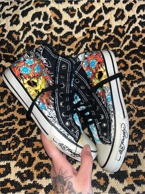 2000s Ed Hardy high top sneakers